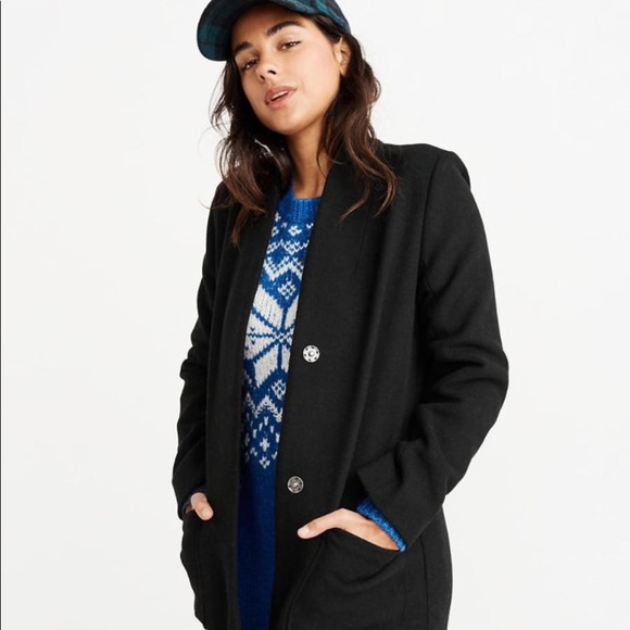 Abercrombie & Fitch Collarless Wool-Blend Coat - Picture 3 of 3